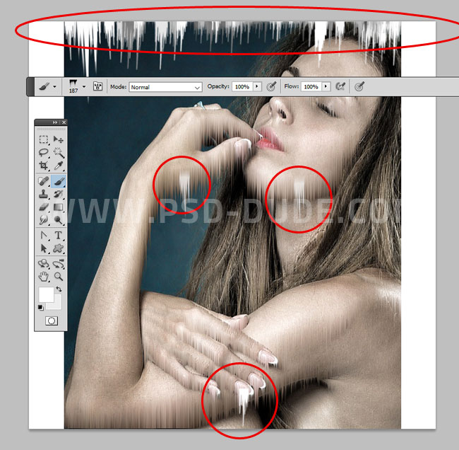 Add Frozen Icicles To Image In Photoshop