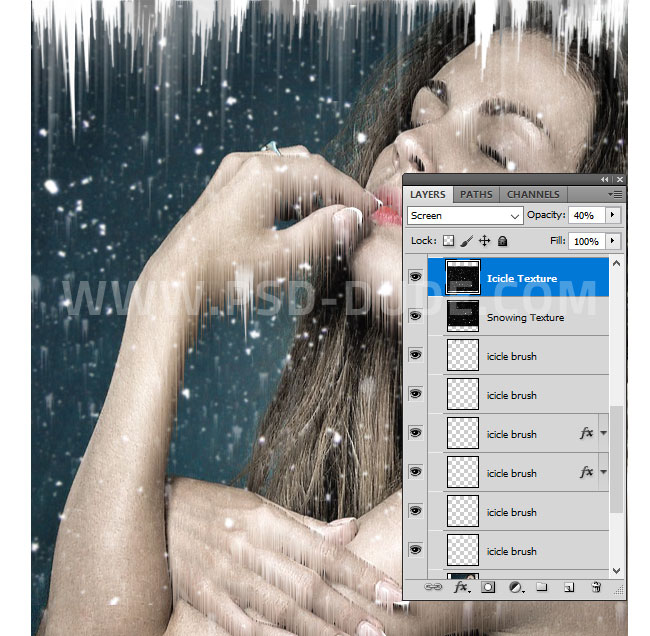 Add Iciciles Texture To Photoshop Image