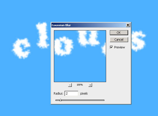 Finish The Clouds Text Effect With Gaussian Blur