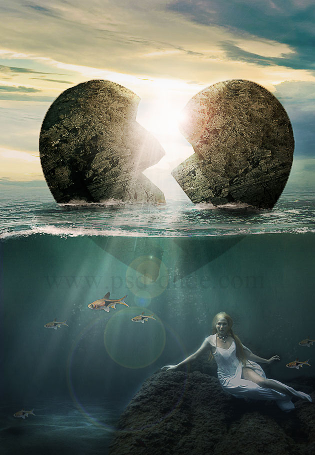 Create a Broken Heart Lost Island Manipulation in Photoshop