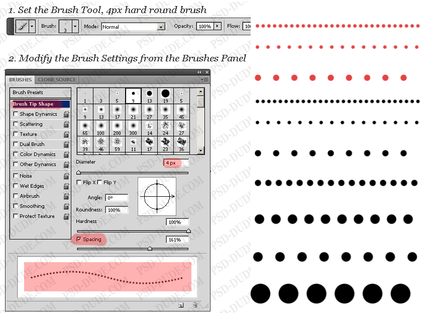 dotted brush in Photoshop