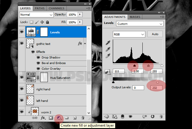 levels adjustment in photoshop