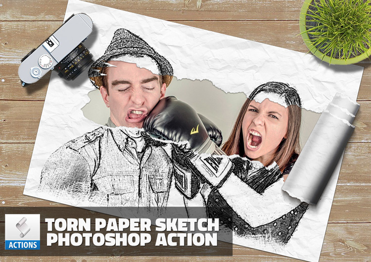 Sketch Torn Photo Effect Photoshop Action