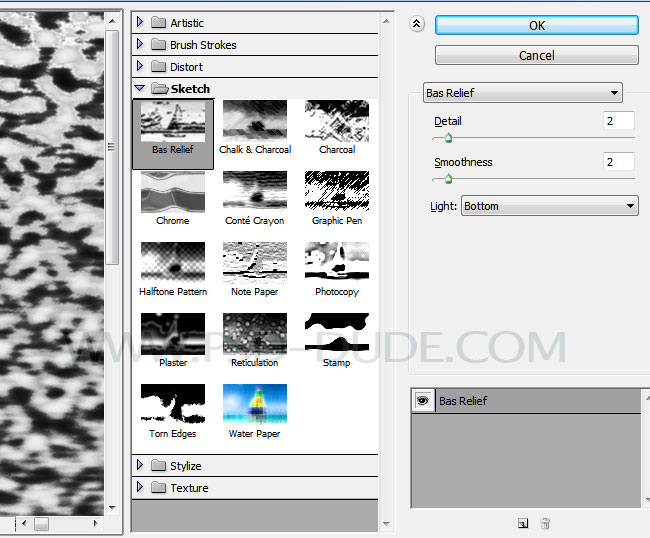 Bas Relief Photoshop Filter To Create The Water Texture Ripple Hightlights