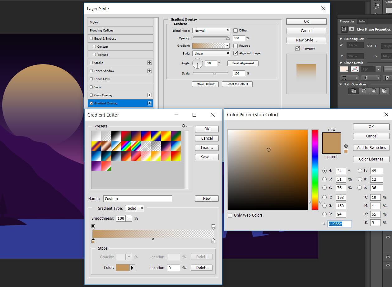 draw a vector sun shape with gradient colors
