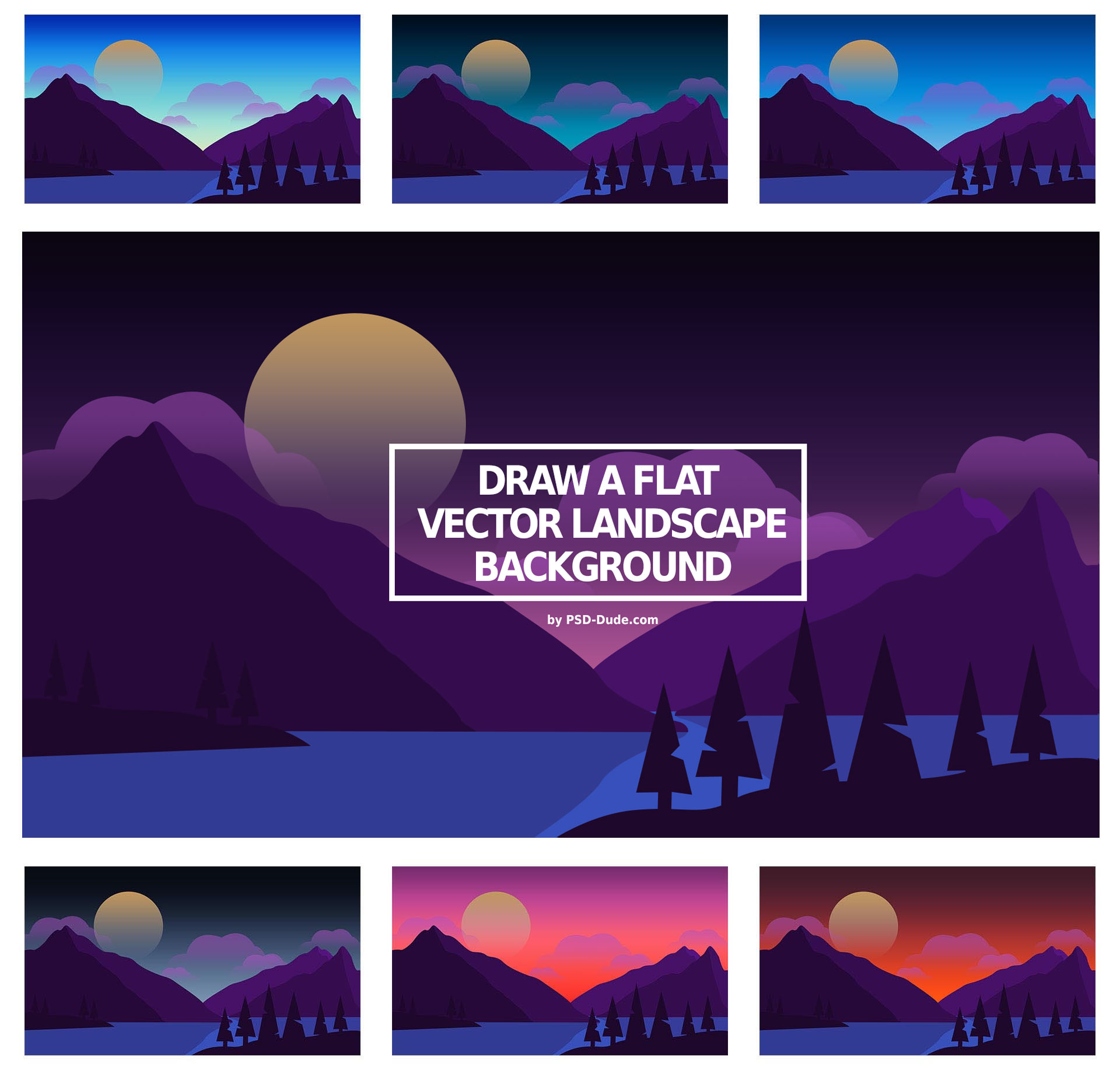 How To Draw A Flat Vector Landscape In Photoshop