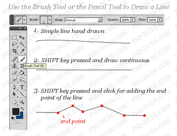 How to draw straight lines in photoshop with brush