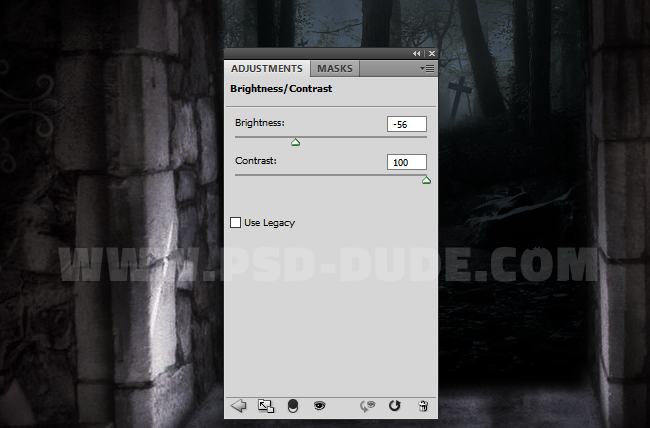 Brightness/Contrast adjustment layer halloween background photoshop tutorial