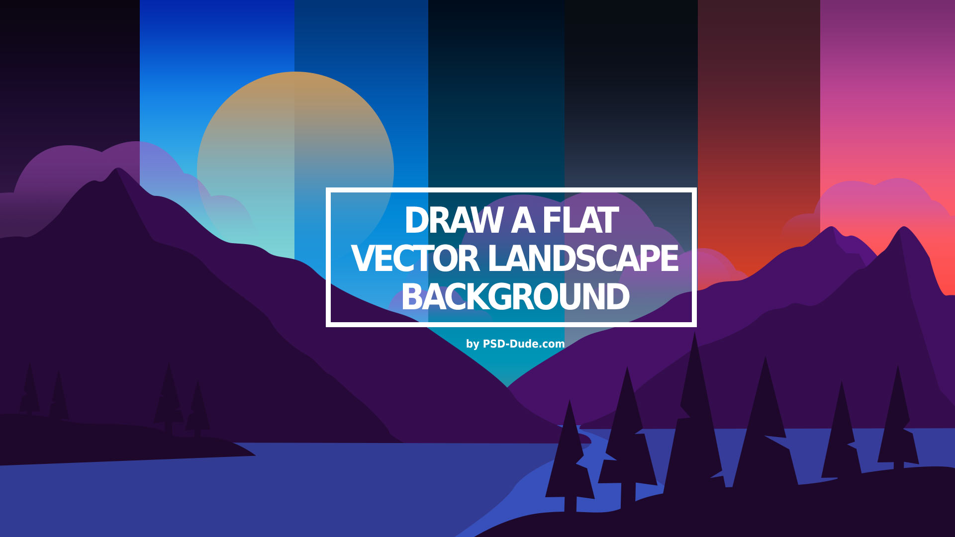 mountain vector landscape with different sky backgrounds