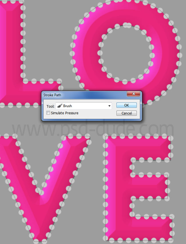 stroke brush dotted love text