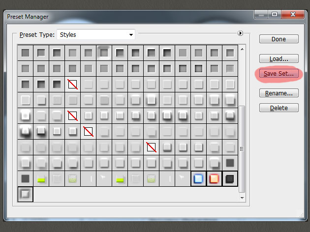 Photoshop Preset Manager Layer Styles Save Set
