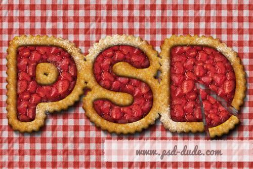 Srawberry Fruit Pie Text Effect In Photoshop