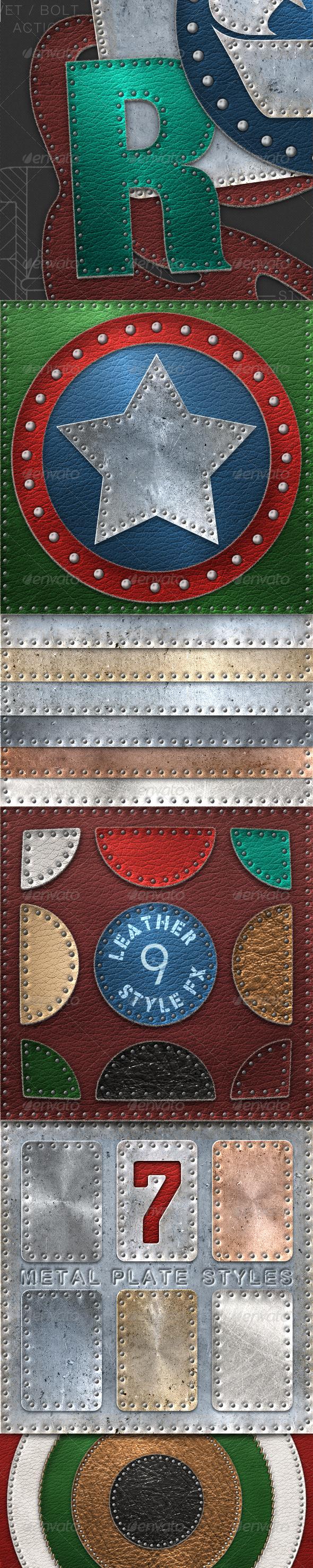 Grunge Rivet Bold Stitch Photoshop Action with Leather and Metal