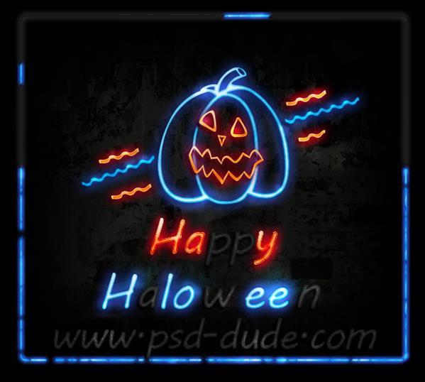 Create a halloween neon light sign in photoshop