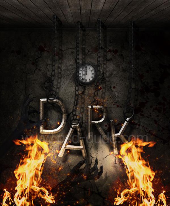 Dark gothic Fiery text effect in photoshop
