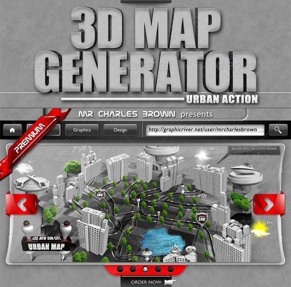 Urban 3D Map Photoshop Creator