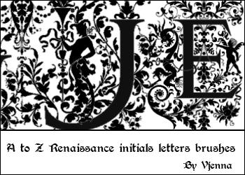 Renaissance letters brushes by visualjenna photoshop resource collected by psd-dude.com from deviantart