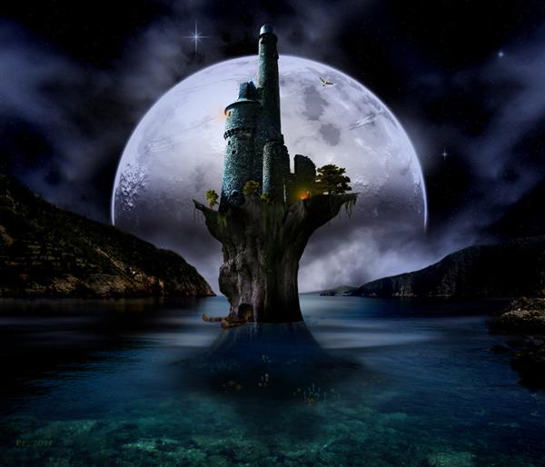 The tree house in the lake by robhas1left photoshop resource collected by psd-dude.com from deviantart