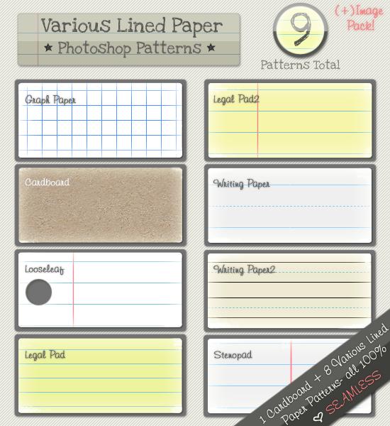 Lined
Paper Patterns by kittenbella photoshop resource collected by psd-dude.com from deviantart