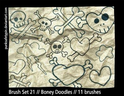 Brush
Set 21  Boney Doodles by punksafetypin photoshop resource collected by psd-dude.com from deviantart