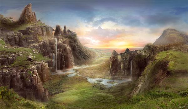 Canyon Lagoon Fantasy Matte Painting