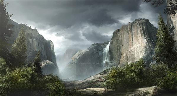 Mountains Landscape Matte Painting