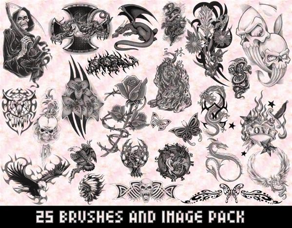25
Tattoo Brushes Photoshop by Blackheartedwolf photoshop resource collected by psd-dude.com from deviantart