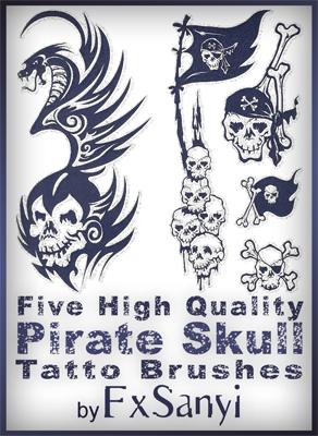 Pirate
Skull Tattoo Brushes by FxSanyi photoshop resource collected by psd-dude.com from deviantart