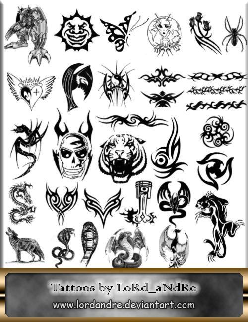 Tattoos by LoRdaNdRe photoshop resource collected by psd-dude.com from deviantart