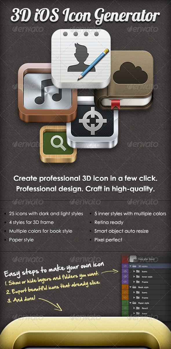 3D IOS Icon Generator PSD - Premium