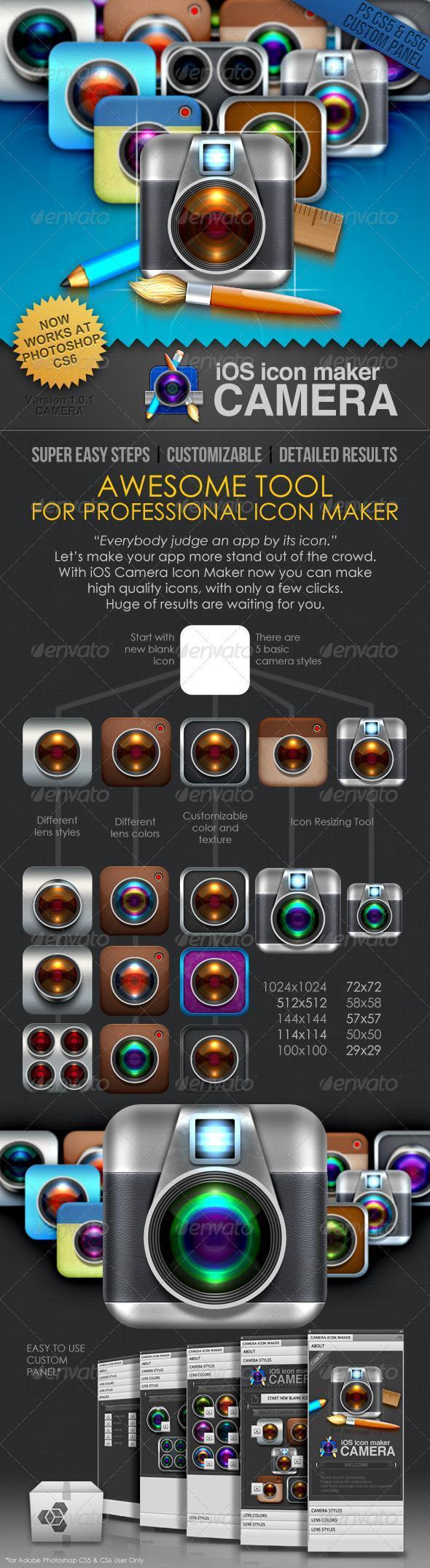 IOS Camera Maker Icon PSD - Premium