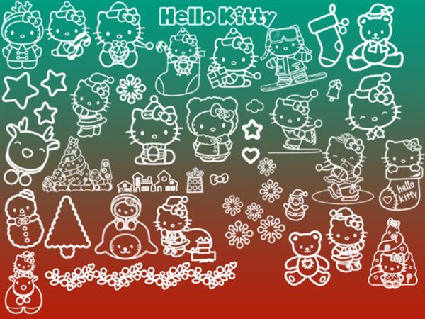 Hello
 Kitty Christmas Brushes by xXxDiamondxXx photoshop resource collected by psd-dude.com from deviantart