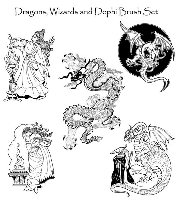Dragons
and Such Brush Set by PhoenixWildfire photoshop resource collected by psd-dude.com from deviantart