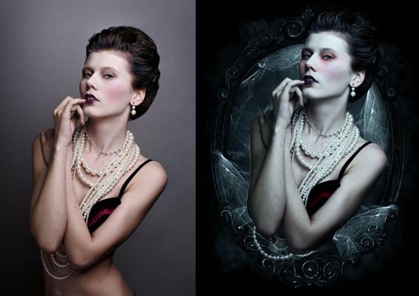 Dramatic Enchantress Before After by Kryseis-Retouche photoshop resource collected by psd-dude.com from deviantart