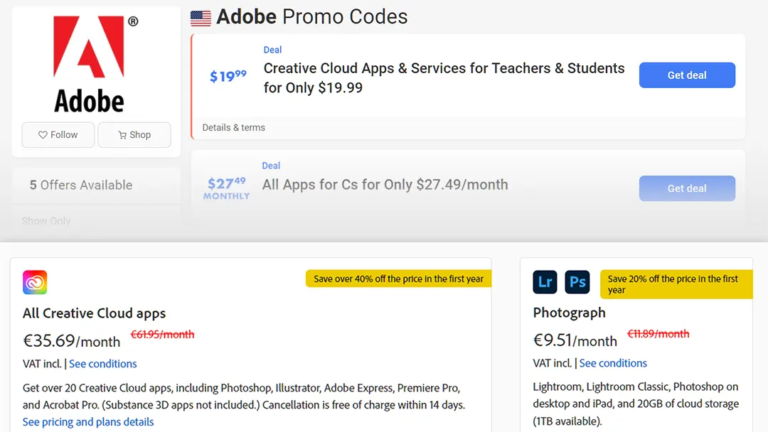 Adobe Promo Codes