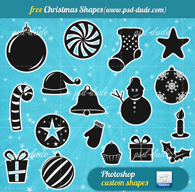 Free Christmas Photoshop Custom Shapes