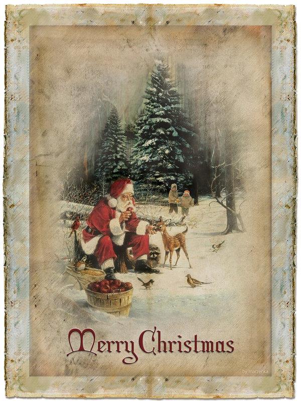 Merry Christmas Old Greeting Card