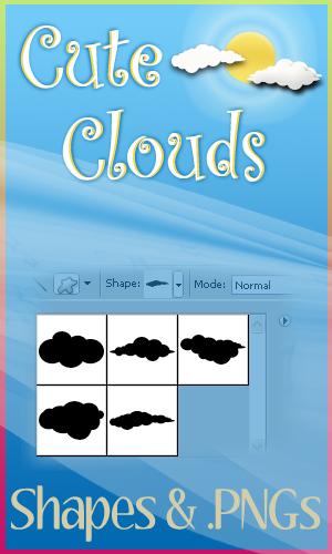 Cute Cloud PS Shapes and PNGs by SweetSoulSister photoshop resource collected by psd-dude.com from deviantart