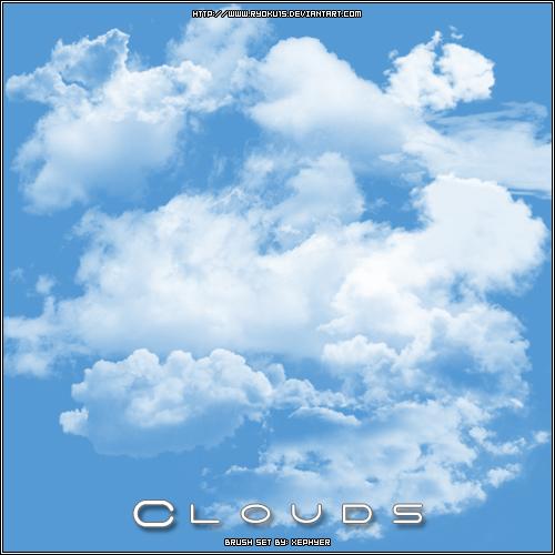 Brush Set Clouds v1 by Ryoku15 photoshop resource collected by psd-dude.com from deviantart
