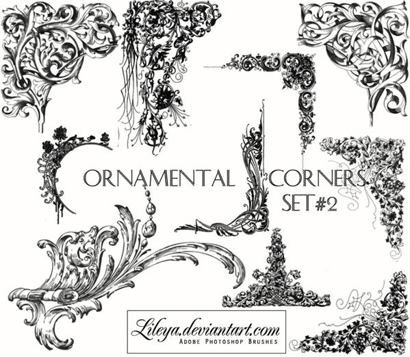 Ornamental Corners set 2 by Lileya photoshop resource collected by psd-dude.com from deviantart