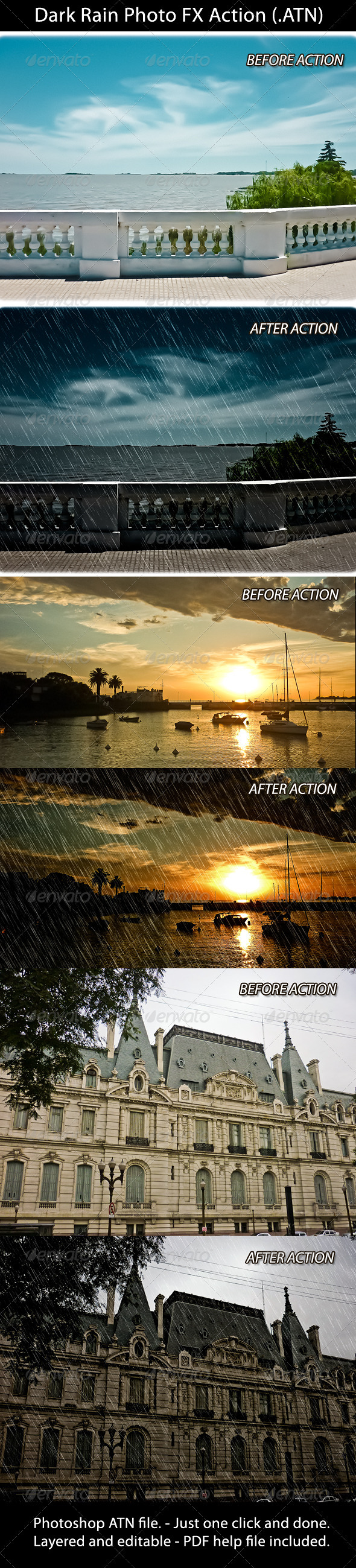 Rain Photo Effect FX Action for Photoshop
