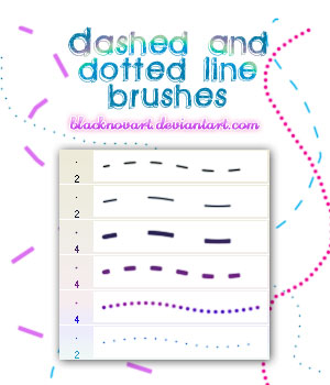 Dashed and Dotted Line Brushes photoshop resource collected by psd-dude.com from deviantart