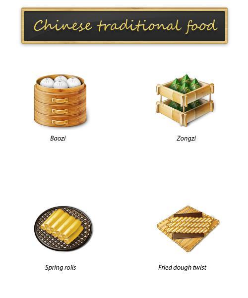 Chinese traditional food icons