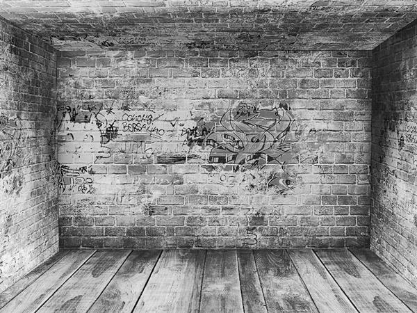 Grunge Brick Wall Empty Room Background