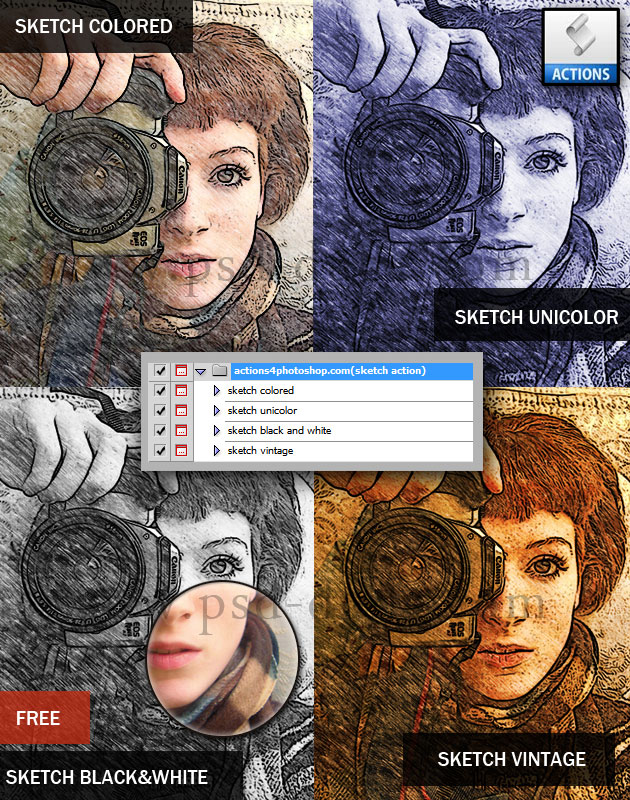 sketch action photoshop free download