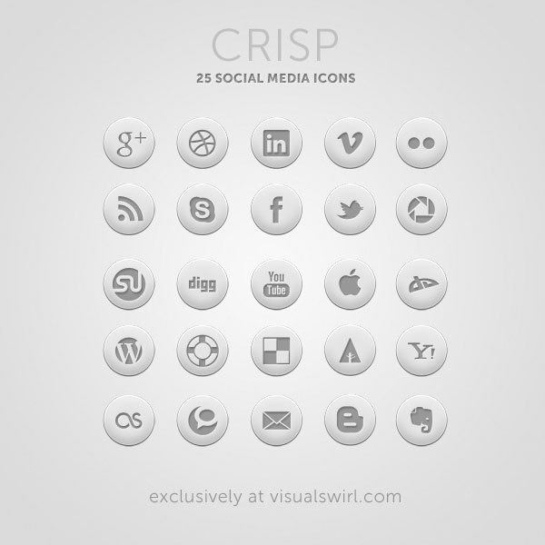 Crisp free round social media icon set