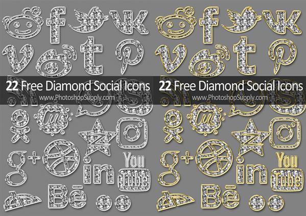 Free Social Media Icons Diamond Style