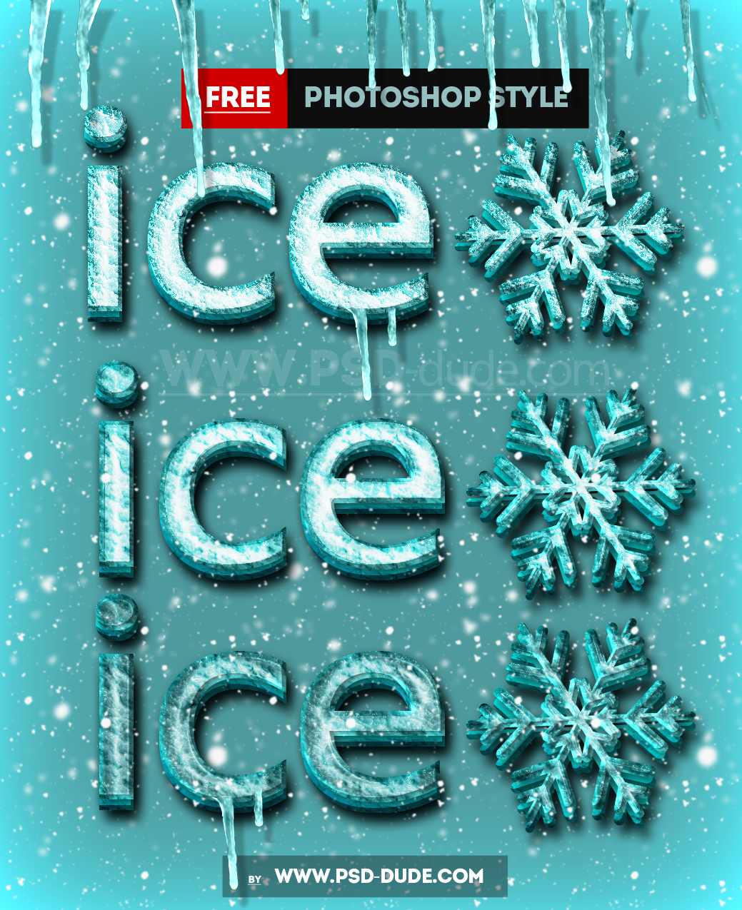 Free Ice Frozen Photoshop PSD Mockup