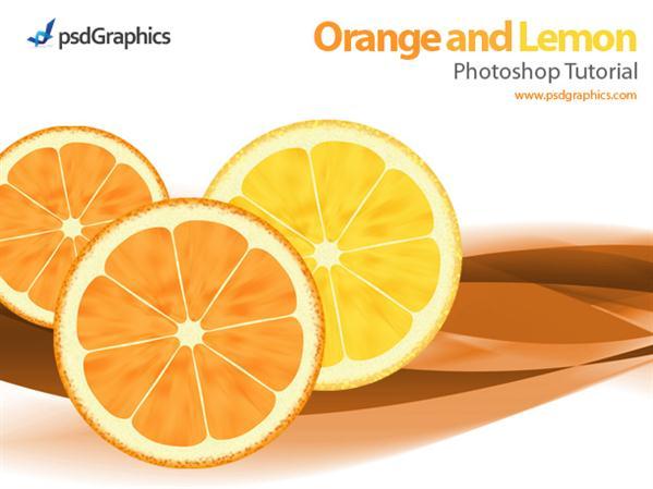 Draw orange and lemon in Adobe Photoshop