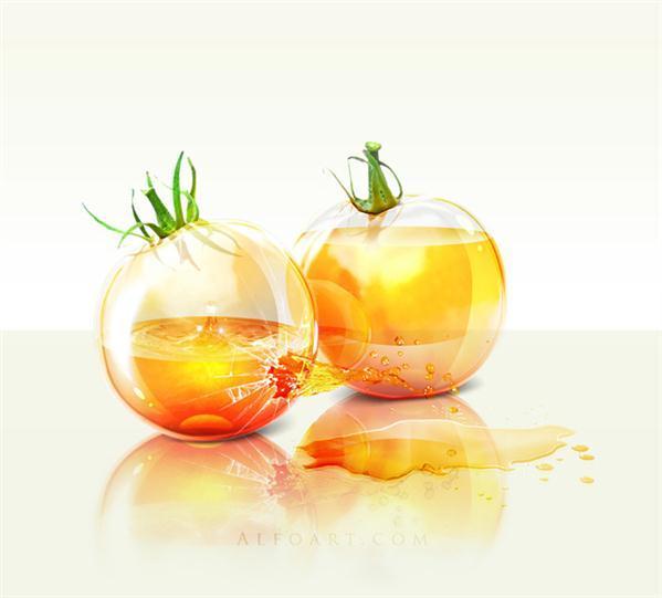 Glass Transparent Tomato in Photoshop